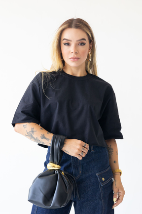 Cropped oversized feminino liso