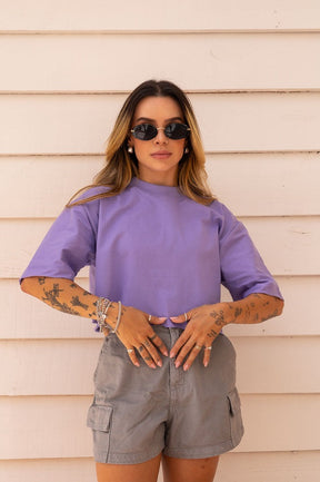 Cropped oversized feminino liso