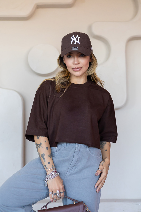 Cropped oversized feminino liso